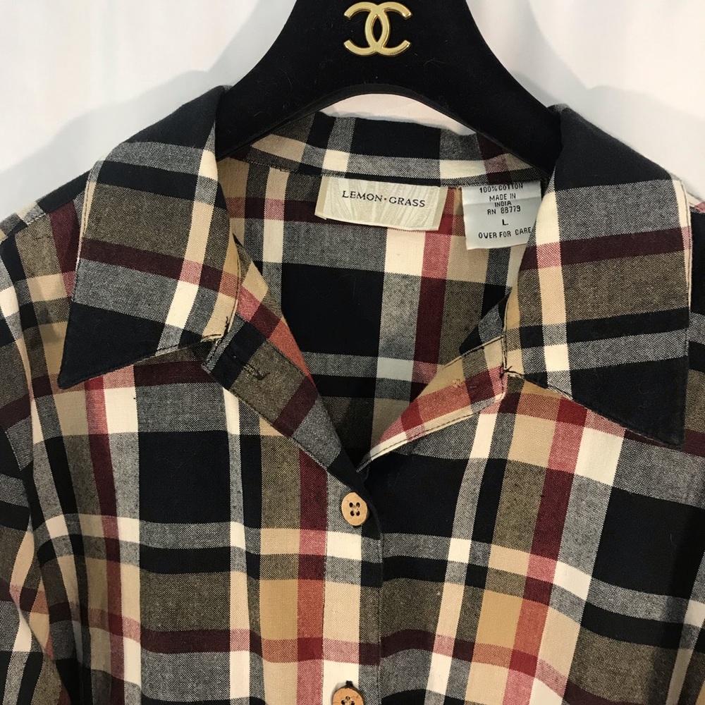 Vintage Checks/Plaids Buttoned Down Tee - Picture 2 of 5
